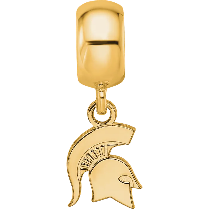 Sterling Silver Goldplated LogoArt Michigan State University Spartan Extra Small Dangle Bead Charm TreasureFineJewelers Rings