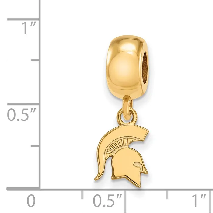 Sterling Silver Goldplated LogoArt Michigan State University Spartan Extra Small Dangle Bead Charm TreasureFineJewelers Rings