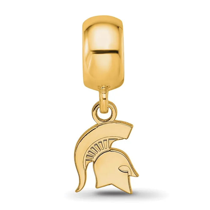 Sterling Silver Goldplated LogoArt Michigan State University Spartan Extra Small Dangle Bead Charm TreasureFineJewelers Rings