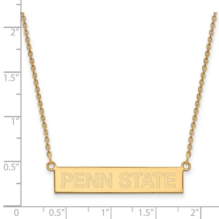 Sterling Silver Goldplated The Pennsylvania State University Small Bar 18 inch Necklace TreasureFineJewelers Necklaces