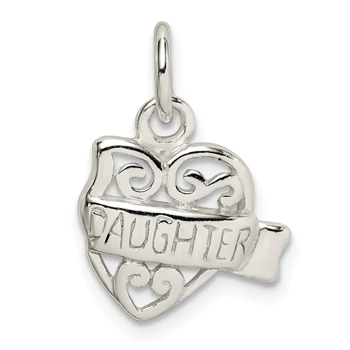 Sterling Silver Heart Daughter Charm TreasureFineJewelers Rings