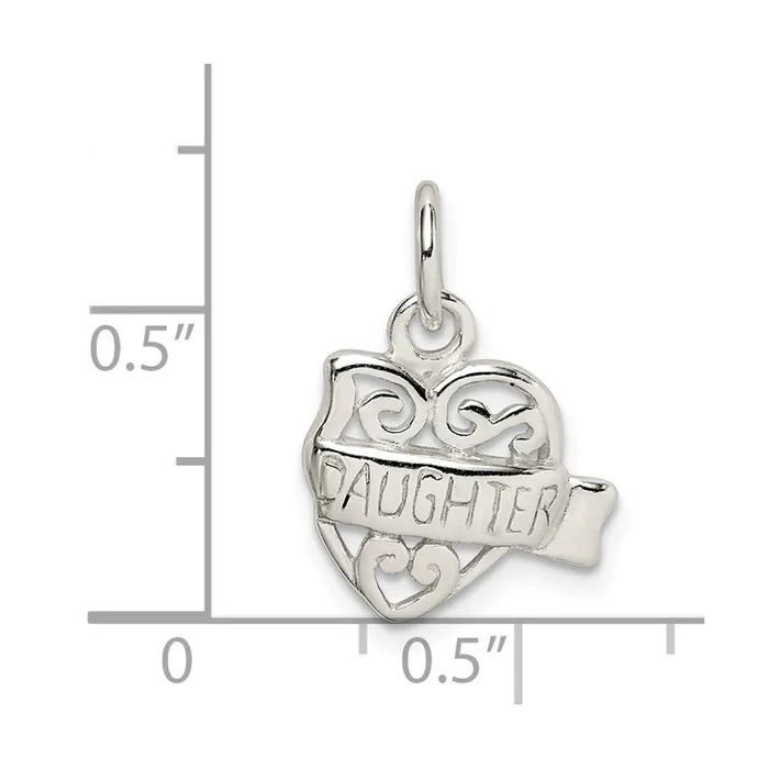 Sterling Silver Heart Daughter Charm TreasureFineJewelers Rings