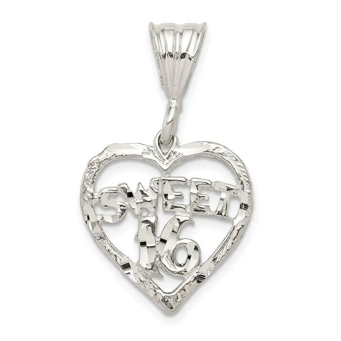 Sterling Silver HEART SWEET 16 Charm TreasureFineJewelers Rings