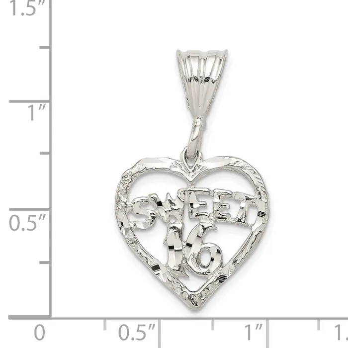 Sterling Silver HEART SWEET 16 Charm TreasureFineJewelers Rings