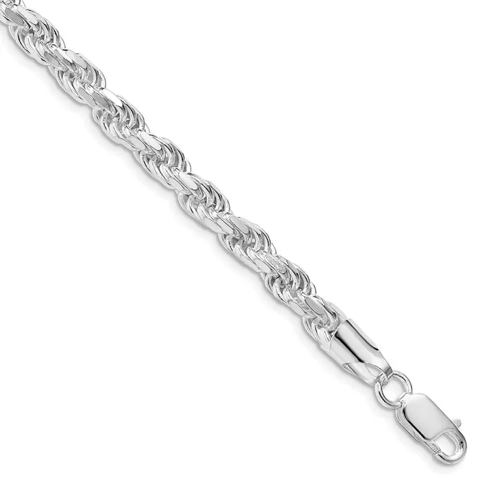 Sterling Silver Rhodiumplated 575mm Diamondcut Rope Chain TreasureFineJewelers Rings Sterling Silver Rhodiumplated 575mm Diamondcut Rope Chain TreasureFineJewelers Rings