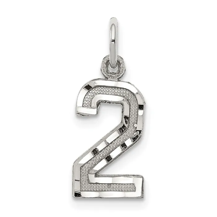 Sterling Silver Rhodiumplated Diamondcut 2 Charm TreasureFineJewelers Rings Sterling Silver Rhodiumplated Diamondcut 2 Charm TreasureFineJewelers Rings