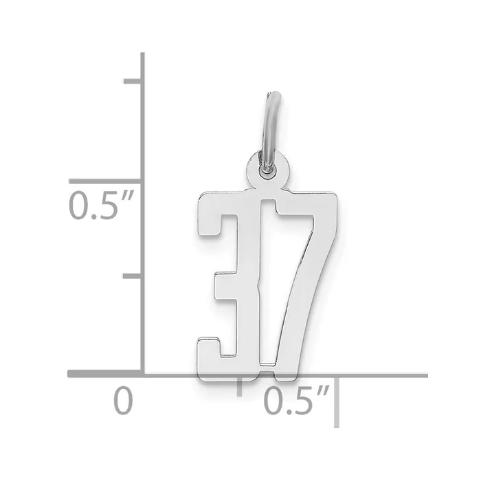Sterling SilverRhodiumplated Elongated Number 37 Charm TreasureFineJewelers Rings