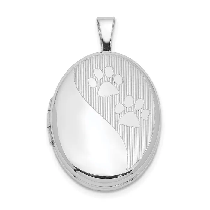Sterling Silver Rhodiumplated Satin Polished Paw Prints Oval Locket TreasureFineJewelers Rings Sterling Silver Rhodiumplated Satin Polished Paw Prints Oval Locket TreasureFineJewelers Rings