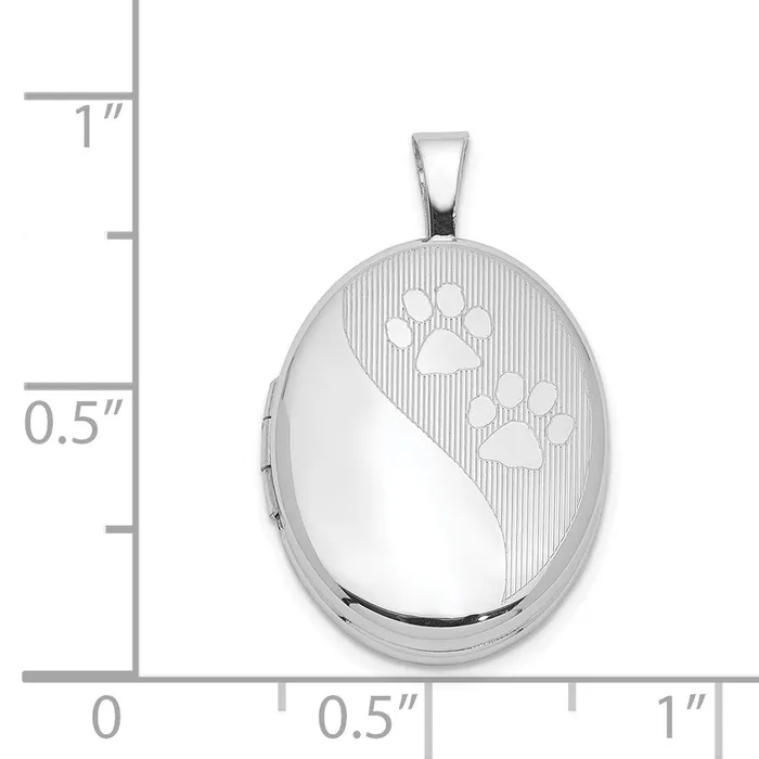 Sterling Silver Rhodiumplated Satin Polished Paw Prints Oval Locket TreasureFineJewelers Rings