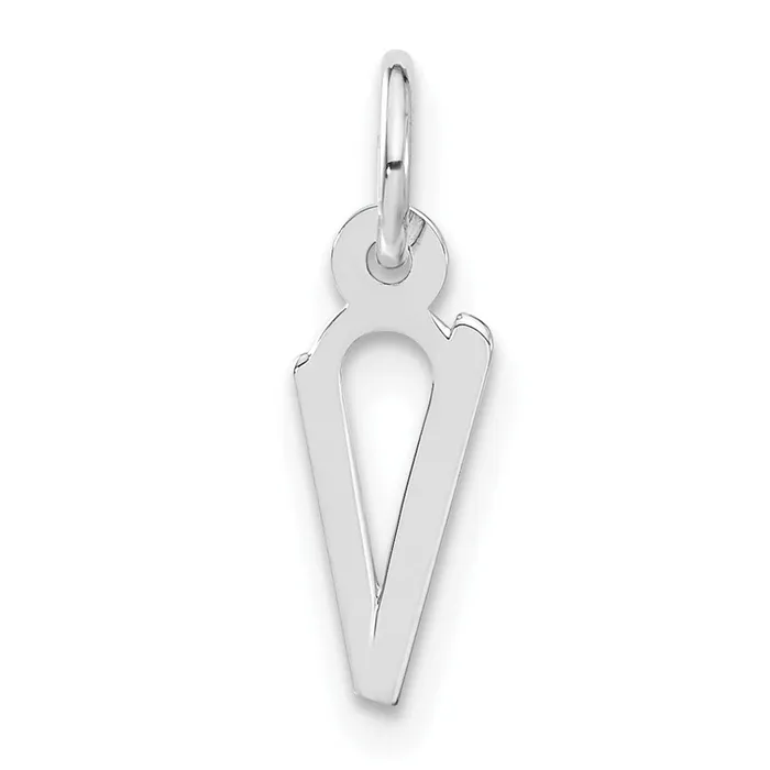 Sterling Silver Small Slanted Block Initial V Charm TreasureFineJewelers Rings