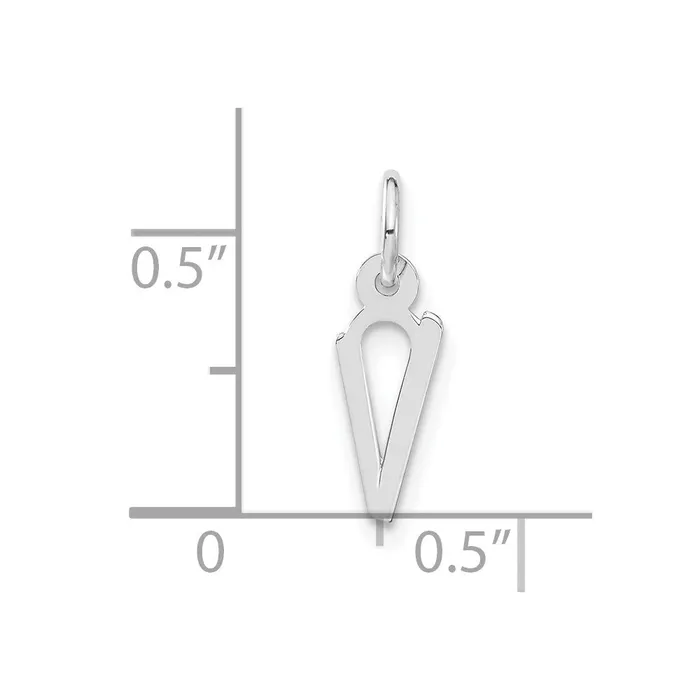 Sterling Silver Small Slanted Block Initial V Charm TreasureFineJewelers Rings