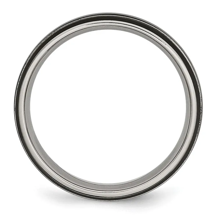 Titanium Polished Black IPplated 6mm Grooved Band TreasureFineJewelers Rings