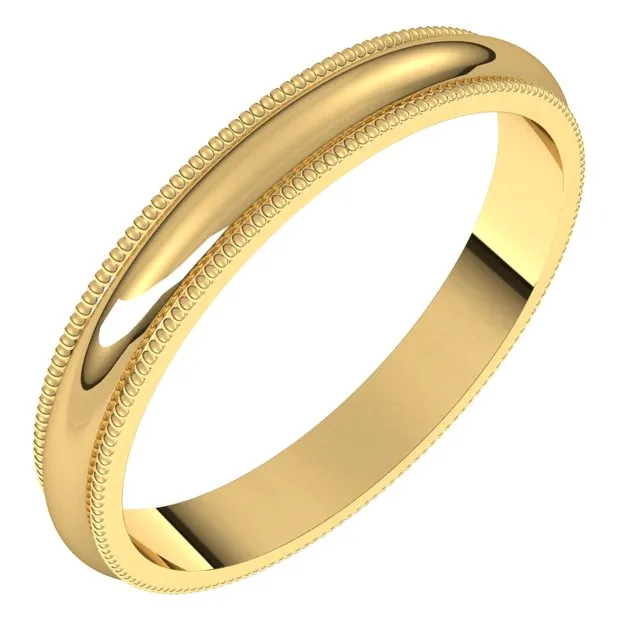 TreasureFineJewelers 10K Yellow Gold 3 mm Milgrain Half Round Wedding Band Rings TreasureFineJewelers 10K Yellow Gold 3 mm Milgrain Half Round Wedding Band Rings