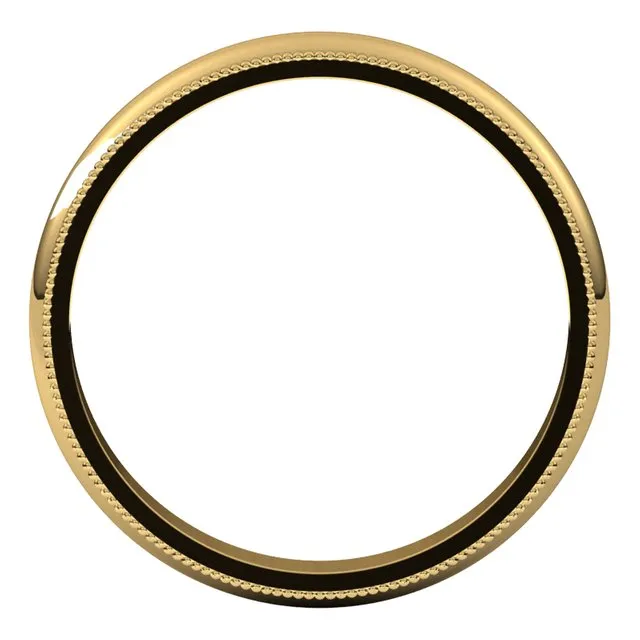 TreasureFineJewelers 10K Yellow Gold 3 mm Milgrain Half Round Wedding Band Rings
