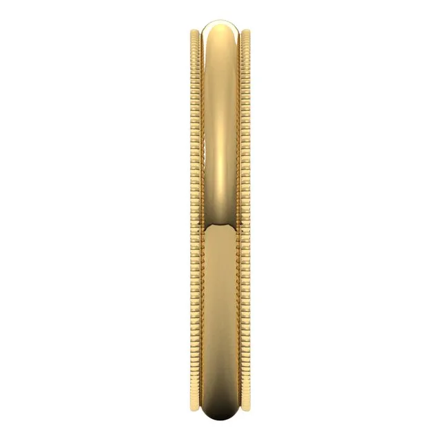 TreasureFineJewelers 10K Yellow Gold 3 mm Milgrain Half Round Wedding Band Rings