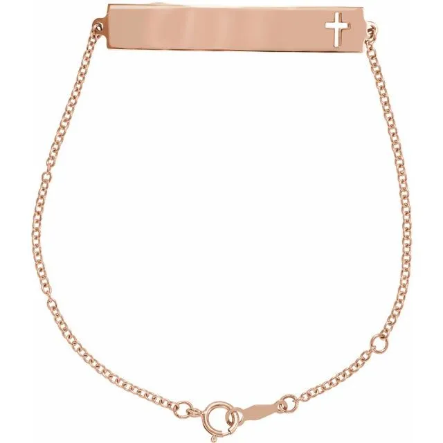 TreasureFineJewelers 14K Rose Gold Pierced Cross Bar 6 127 12 Bracelet Bracelets TreasureFineJewelers 14K Rose Gold Pierced Cross Bar 6 127 12 Bracelet Bracelets