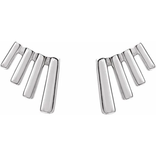TreasureFineJewelers 14K White Gold Fan Ear Climbers Earrings