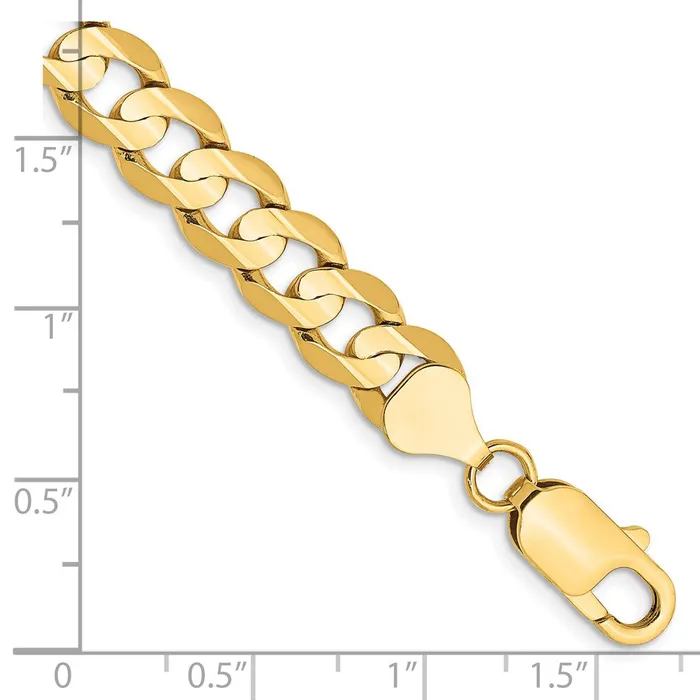 TreasureFineJewelers Bracelets 14K 7 inch 75mm Open Concave Curb with Lobster Clasp Bracelet