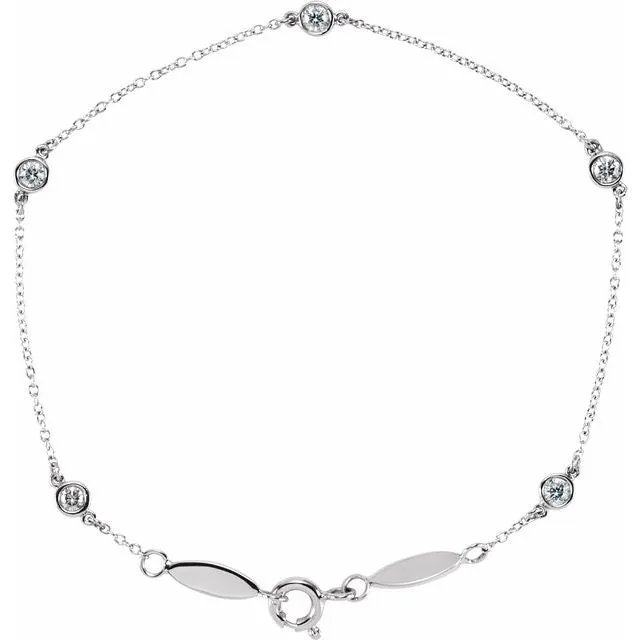 TreasureFineJewelers Bracelets 14K White Gold 13 CTW LabGrown Diamond BezelSet Station 7 Bracelet TreasureFineJewelers Bracelets 14K White Gold 13 CTW LabGrown Diamond BezelSet Station 7 Bracelet