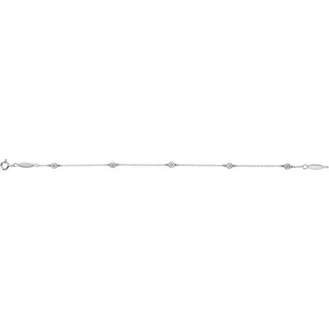 TreasureFineJewelers Bracelets 14K White Gold 13 CTW LabGrown Diamond BezelSet Station 7 Bracelet