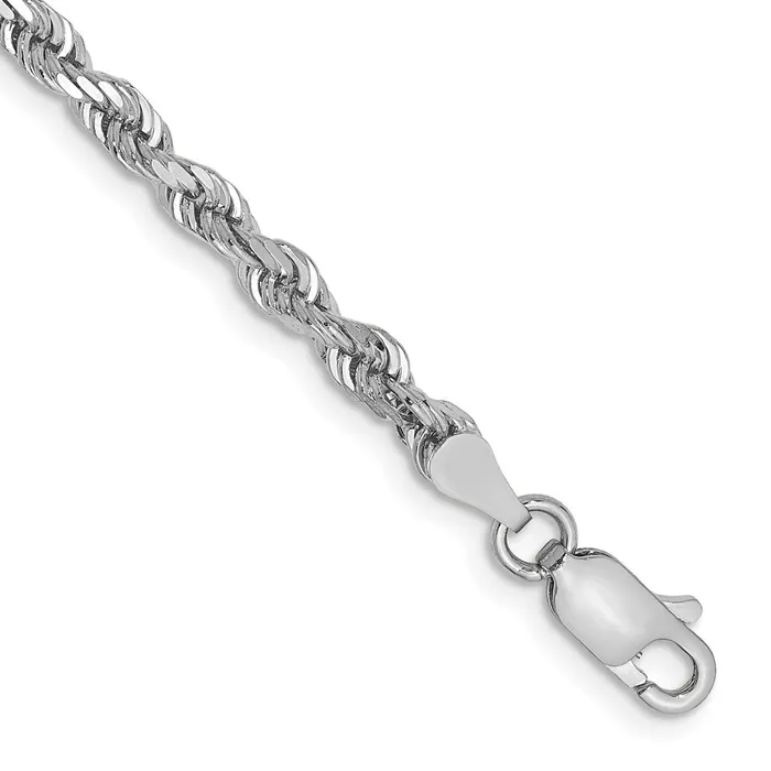 TreasureFineJewelers Bracelets 14k White Gold 335mm Diamondcut Quadruple Rope Lobster Clasp Chain Bracelet TreasureFineJewelers Bracelets 14k White Gold 335mm Diamondcut Quadruple Rope Lobster Clasp Chain Bracelet