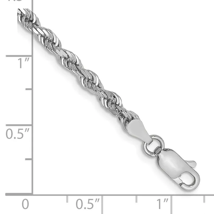 TreasureFineJewelers Bracelets 14k White Gold 335mm Diamondcut Quadruple Rope Lobster Clasp Chain Bracelet
