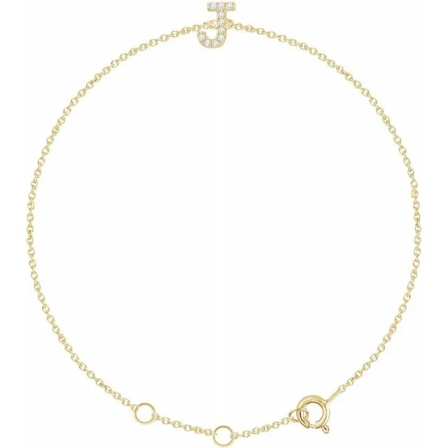 TreasureFineJewelers Bracelets 14K Yellow 05 CTW Diamond Initial J 67 Bracelet