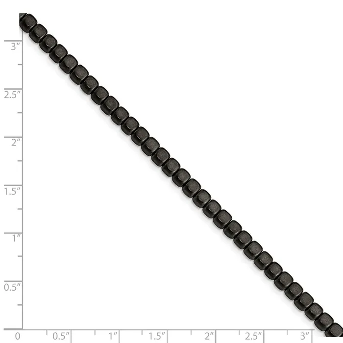 TreasureFineJewelers Bracelets Chisel Stainless Steel Brushed and Polished Square Hematite Beaded 7 inch Bracelet with 125 inch Extension