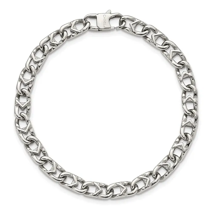 TreasureFineJewelers Bracelets Chisel Stainless Steel Polished 6mm 85 inch Fancy Link Bracelet