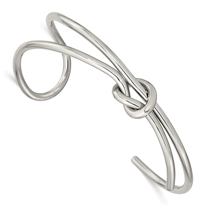 TreasureFineJewelers Bracelets Stainless Steel Polished Knot Cuff Bangle