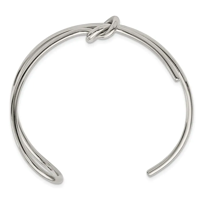 TreasureFineJewelers Bracelets Stainless Steel Polished Knot Cuff Bangle