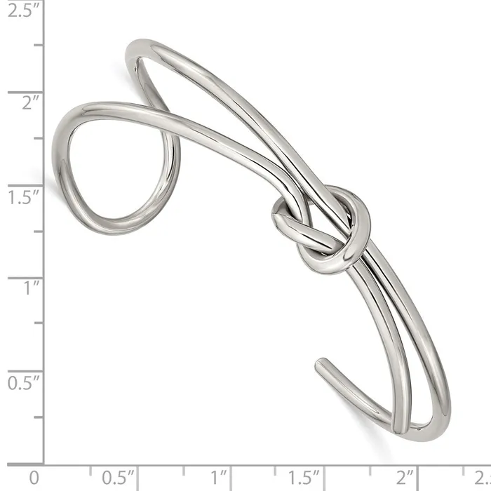 TreasureFineJewelers Bracelets Stainless Steel Polished Knot Cuff Bangle