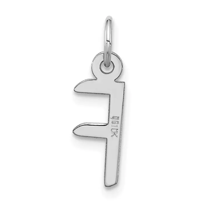 TreasureFineJewelers Charm Necklaces 10k White Gold Large Slanted Block Initial F Charm