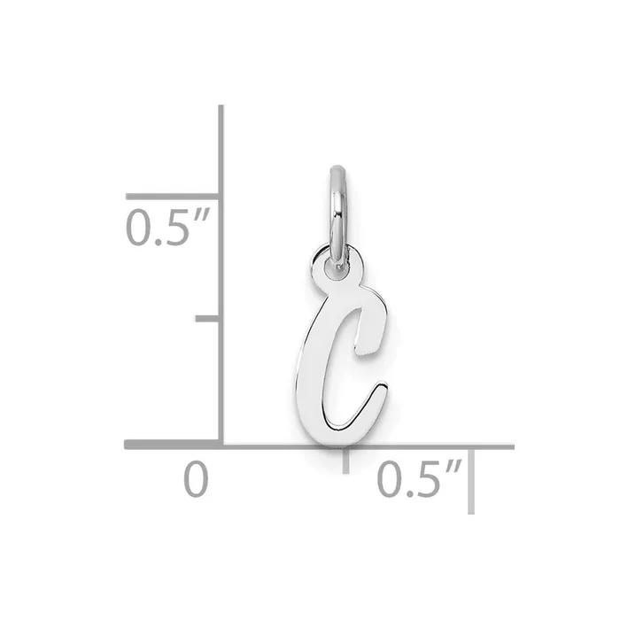 TreasureFineJewelers Charm Necklaces 14k White Gold Small Script Letter C Initial Charm
