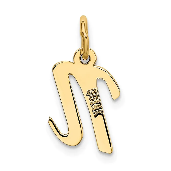 TreasureFineJewelers Charm Necklaces 14k Yellow Gold Small Script Letter N Initial Charm