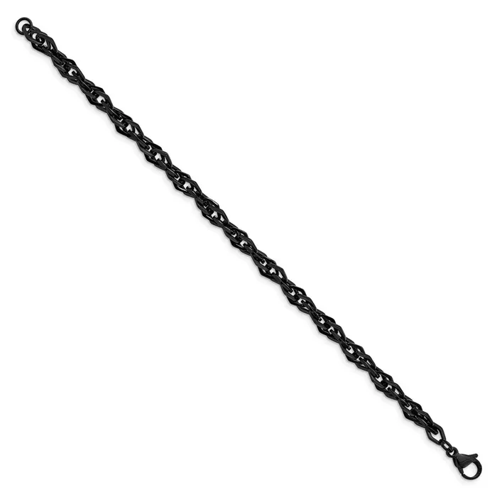 TreasureFineJewelers Chisel Stainless Steel Polished Black IPplated 9 inch Bracelet Bracelets