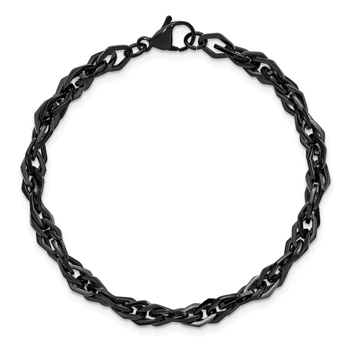 TreasureFineJewelers Chisel Stainless Steel Polished Black IPplated 9 inch Bracelet Bracelets
