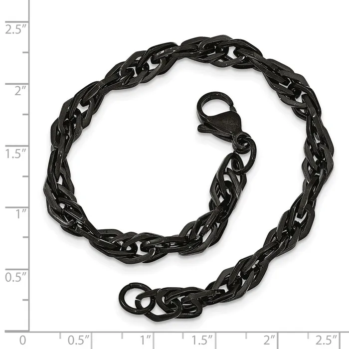 TreasureFineJewelers Chisel Stainless Steel Polished Black IPplated 9 inch Bracelet Bracelets