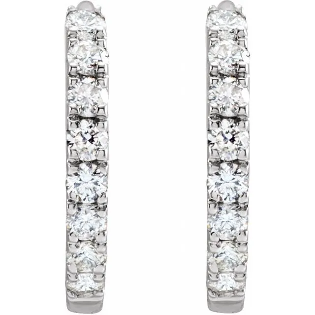 TreasureFineJewelers Earrings 14K White Gold 15 CTW LabGrown Diamond 12 mm Hoop Earrings