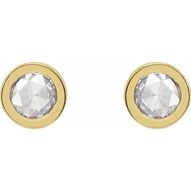 TreasureFineJewelers Earrings 14K Yellow Gold 13 CTW Rose GoldCut Natural Diamond BezelSet Earrings