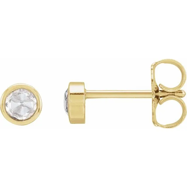 TreasureFineJewelers Earrings 14K Yellow Gold 18 CTW Rose GoldCut Natural Diamond BezelSet Earrings