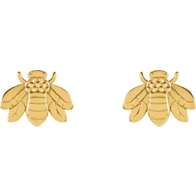 TreasureFineJewelers Earrings 14K Yellow Gold 7x55 mm Bumblebee Earrings