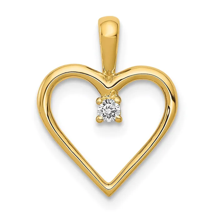TreasureFineJewelers Necklaces 14k AA 03ct Diamond Heart Pendant