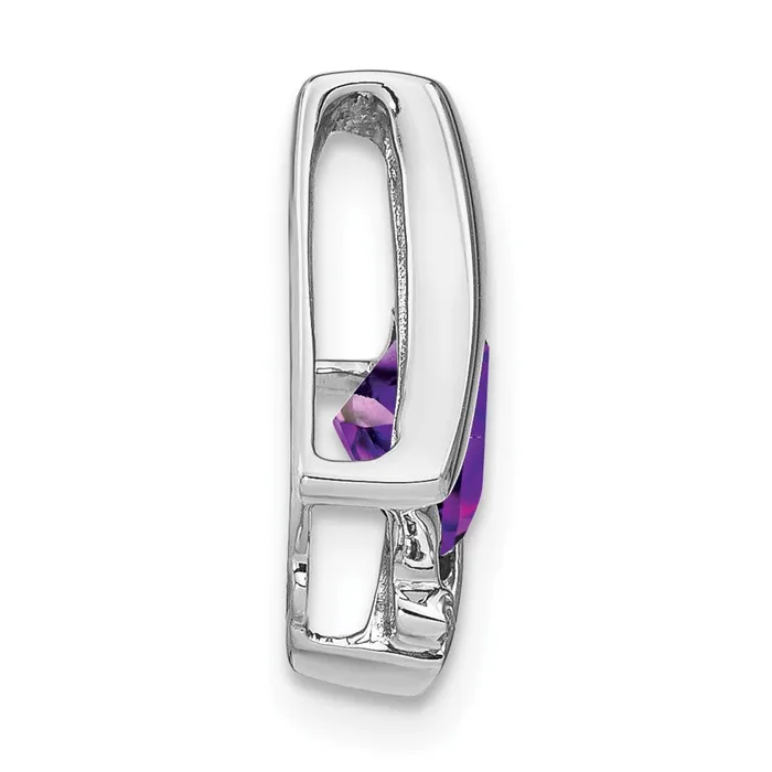 TreasureFineJewelers Necklaces 14k White Gold Amethyst and Diamond Pendant