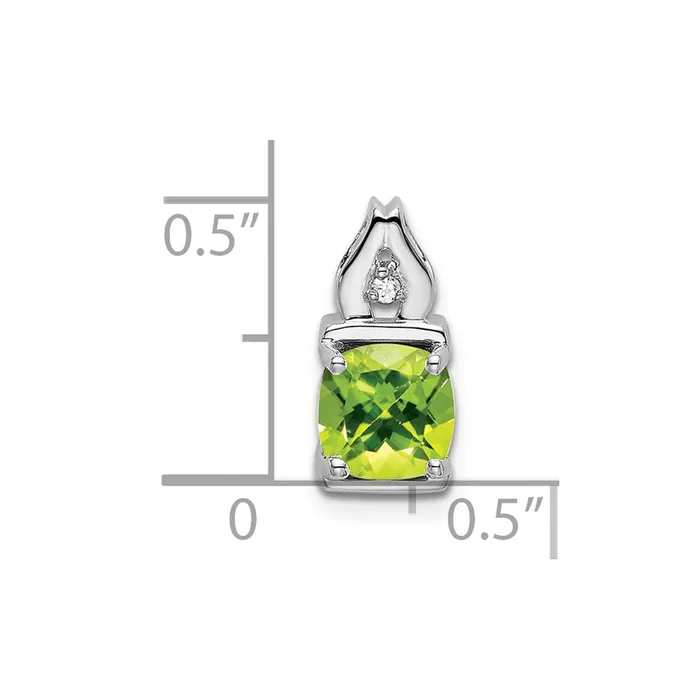 TreasureFineJewelers Necklaces 14k White Gold Peridot and Diamond Pendant