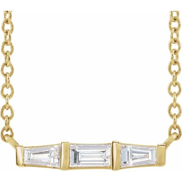 TreasureFineJewelers Necklaces 14K Yellow Gold 18 CTW Natural Diamond Bar 18 Necklace