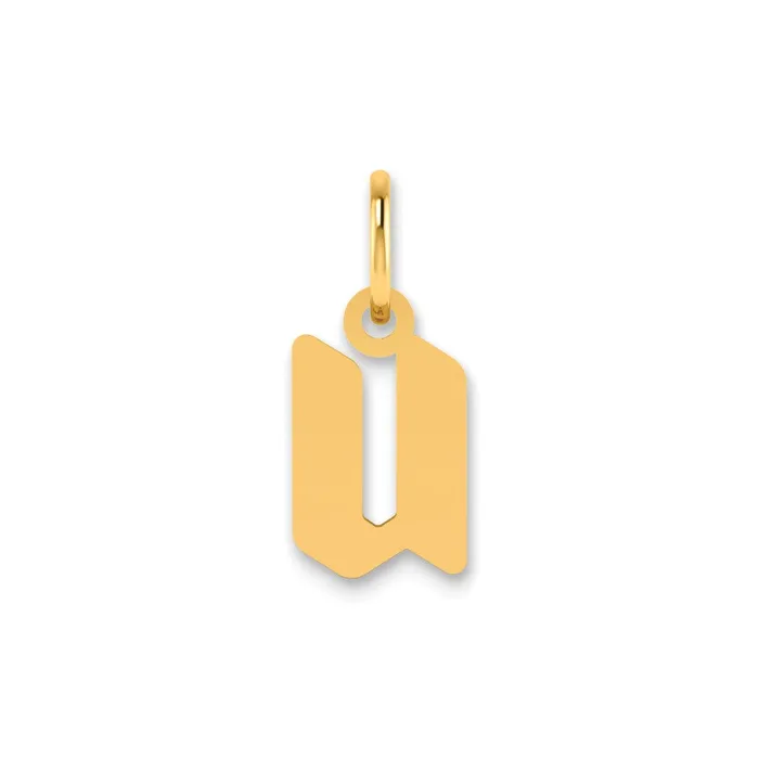 TreasureFineJewelers Necklaces 14k Yellow Gold Lowercase Letter U Initial Pendant