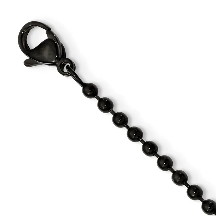 TreasureFineJewelers Necklaces Chisel Stainless Steel Brushed and Polished Black IPplated Cross Pendant on a 24 inch Ball Chain Necklace
