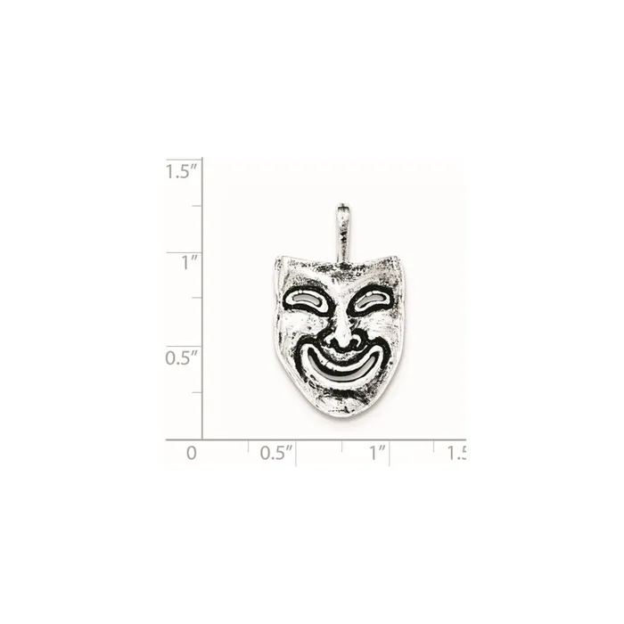 TreasureFineJewelers Necklaces Sterling Silver Antiqued Smiling Mask Chain Slide Pendant