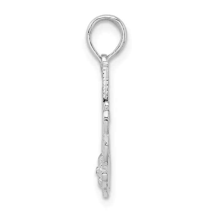 TreasureFineJewelers Necklaces Sterling Silver Polished 1 Mom wFlower Pendant